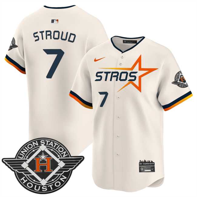 Mens Houston Astros #7 C.J. Stroud Cream 2025 City Connect Limited Stitched Jersey Dzhi